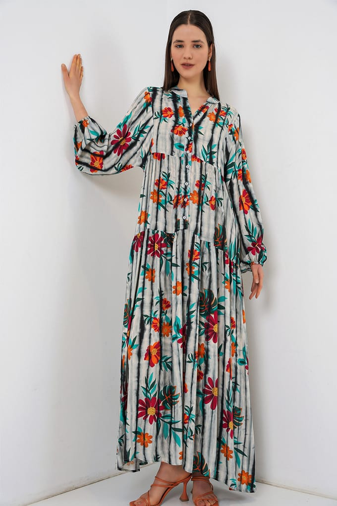 Gepubliceerd V-hals Maxi Jurk