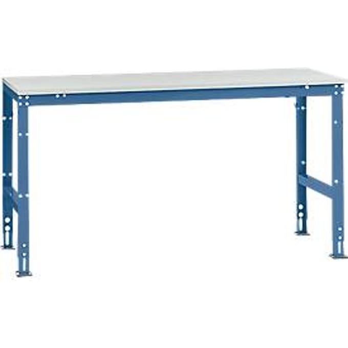 Manuflex AU4081.5007 Werk achtergrond tafel universele standaard met melamine schijf, bxdxh = 1750 x 800 x 760-870 mm Stralend blauw (RAL 5007)