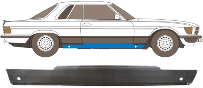 Volledige dorpel voor Mercedes SL-Class 1971-1989 / Rechts