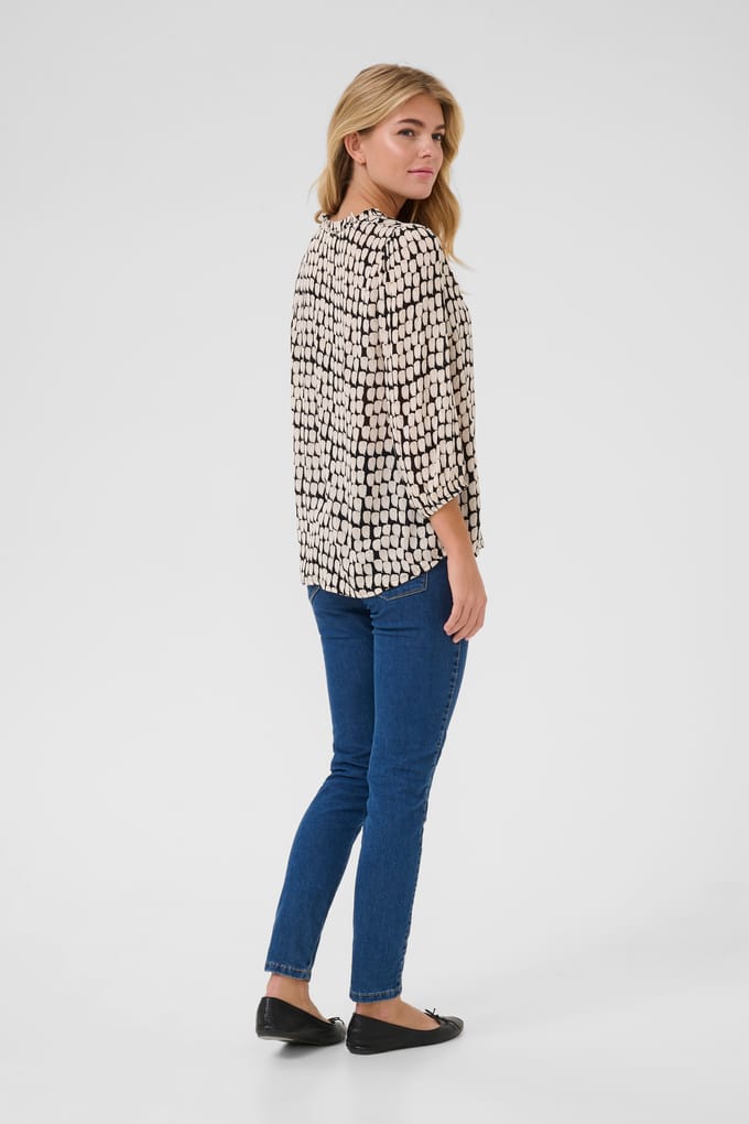 Blouse met lange mouwen Regular fit Black_Sand Graphic Dot black multi