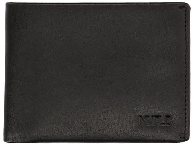 Manfield - Heren - Zwarte leren portemonnee - Maat 1