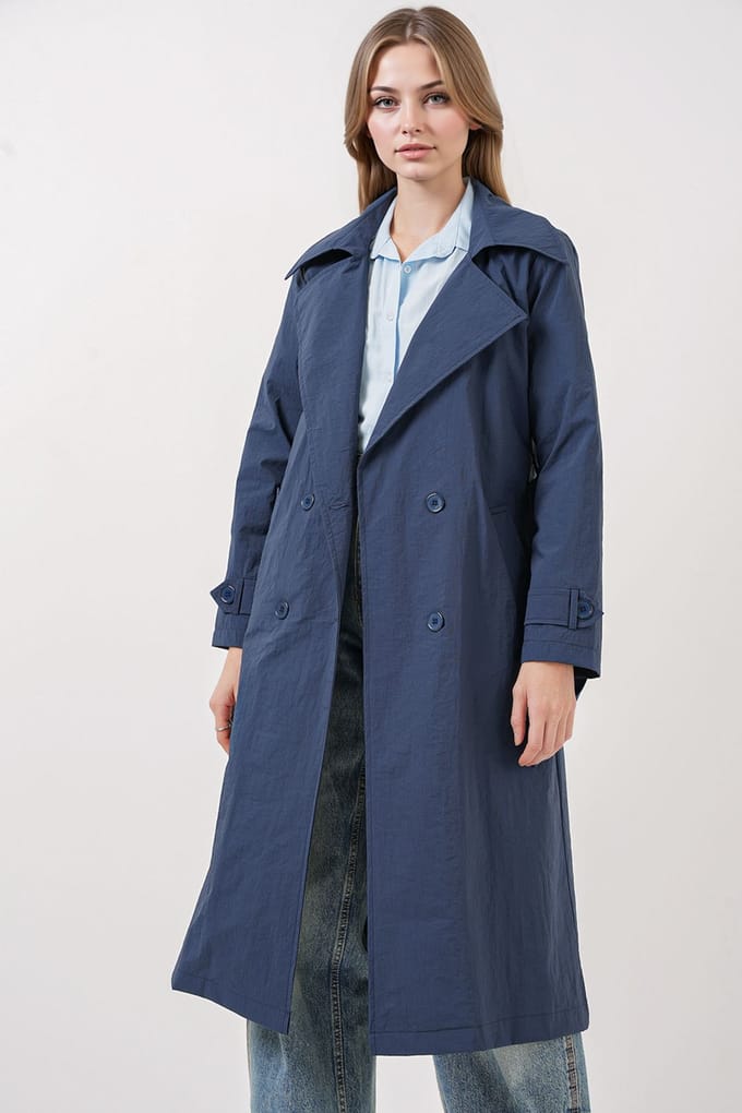 Dubbelzijdige Lange Trenchcoat met Pocketen