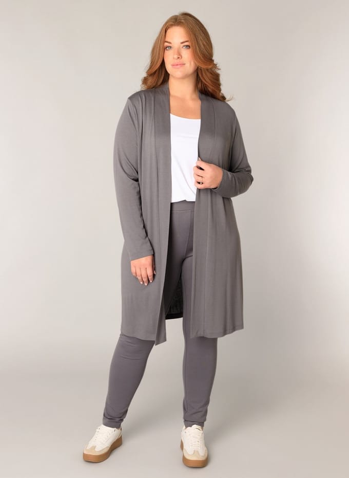 BASE LEVEL CURVY Ayla Long Vest - Dark Grey - maat 1(48)