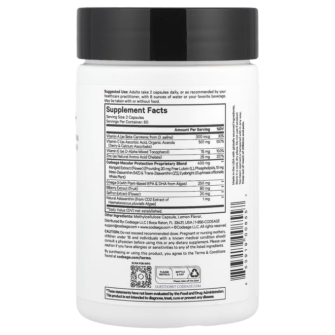 Vitamine+ pour la santé des yeux, Capsules végétales 120