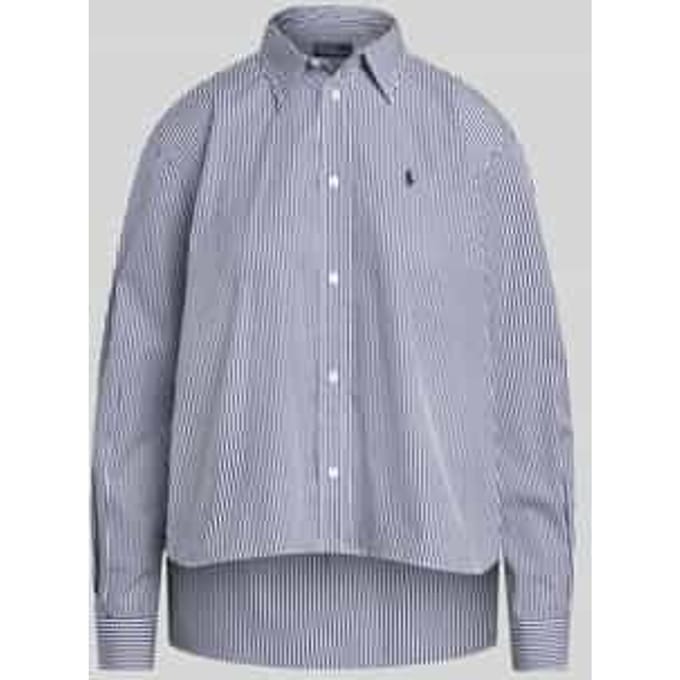 relaxed fit overhemdblouse van puur katoen met logostitching