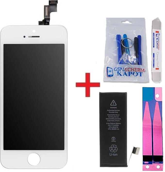 iPhone 5S LCD Scherm + Batterij – Premium – Wit