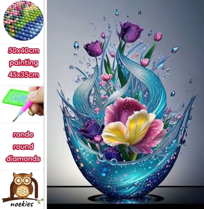 50x40cm Diamond Painting bloemen kunst (rond) nr 129