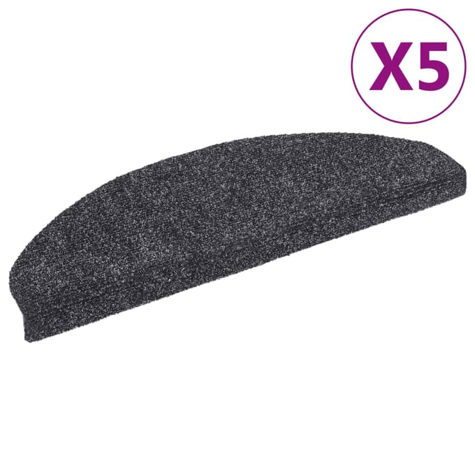vidaXL - Trapmatten - Zelfklevend - 5 - stuks - 65x21x4 - cm - Donkergrijs - Halfrond - Groot