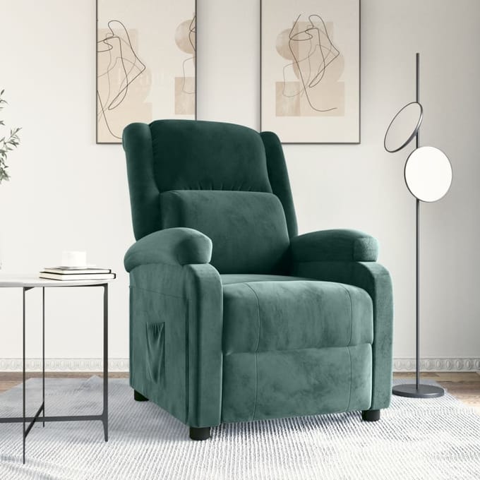 vidaXL - Fauteuil - verstelbaar - fluweel - donkergroen