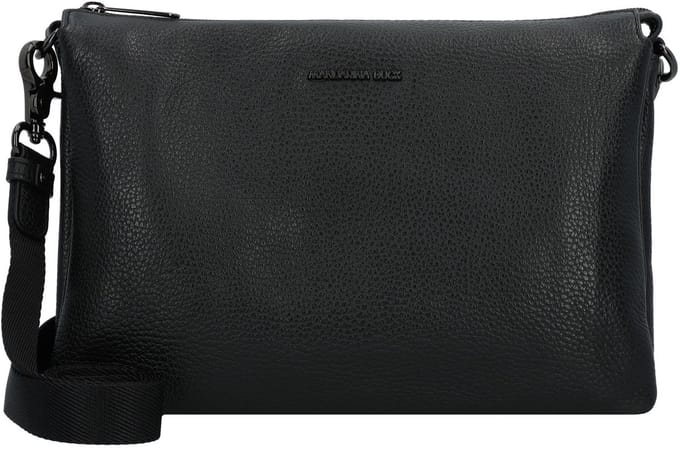 MANDARINA DUCK Leren Schoudertas Mellow Leather Crossover Bag Nero Zwart