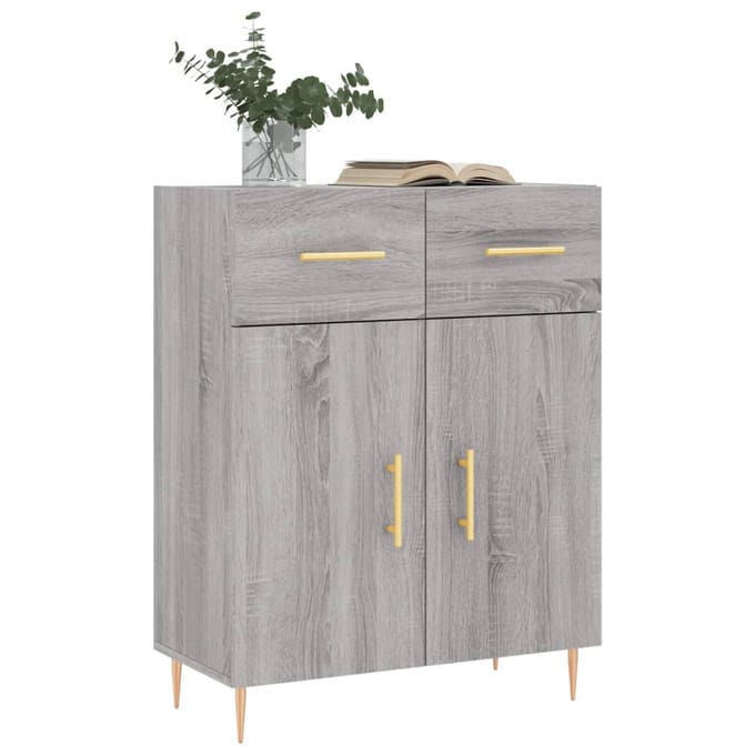 vidaXL - Dressoir - 69,5x34x90 - cm - bewerkt - hout - grijs - sonoma - eikenkleurig