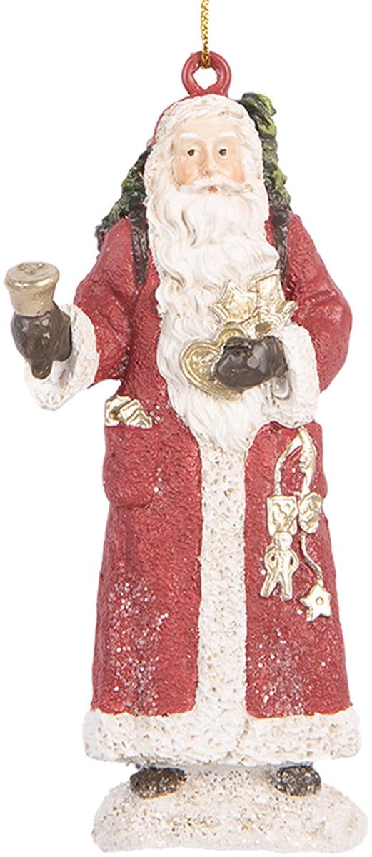 Clayre & Eef Kersthanger Kerstman 5x3x11 cm Rood Kunststof