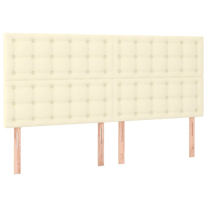 vidaXL - Hoofdbord - crème - 180x5x118/128 - cm - kunstleer