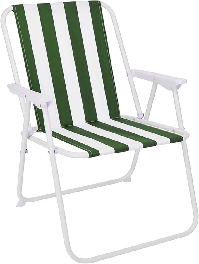 Opvouwbare Campingstoel voor Tuin en Strand in Groen-Wit Gestreept