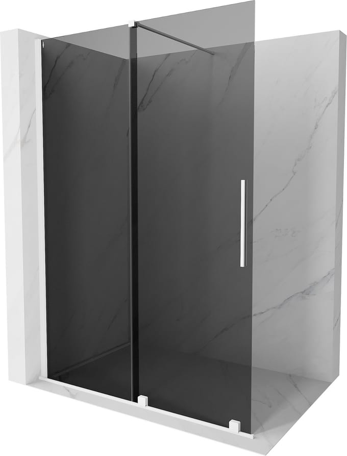 Mexen Velar schuifbare douchewand Walk-in 140 x 200 , grafiet 8 mm, wit - 871-140-000-43-20