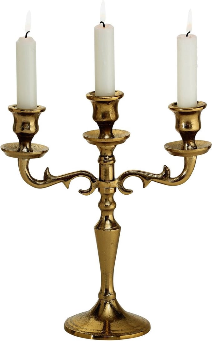 Boltze 3-armige Kandelaar 27 cm hoog - RAW - 3 kaars houders - Goud