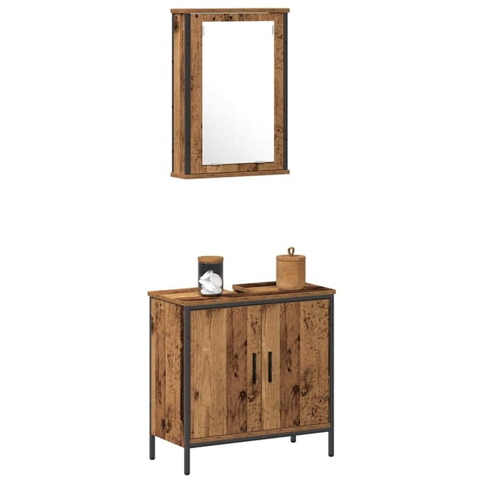vidaXL - Badkamermeubel - Set - 2 - st - Bruin - Bewerkt - hout