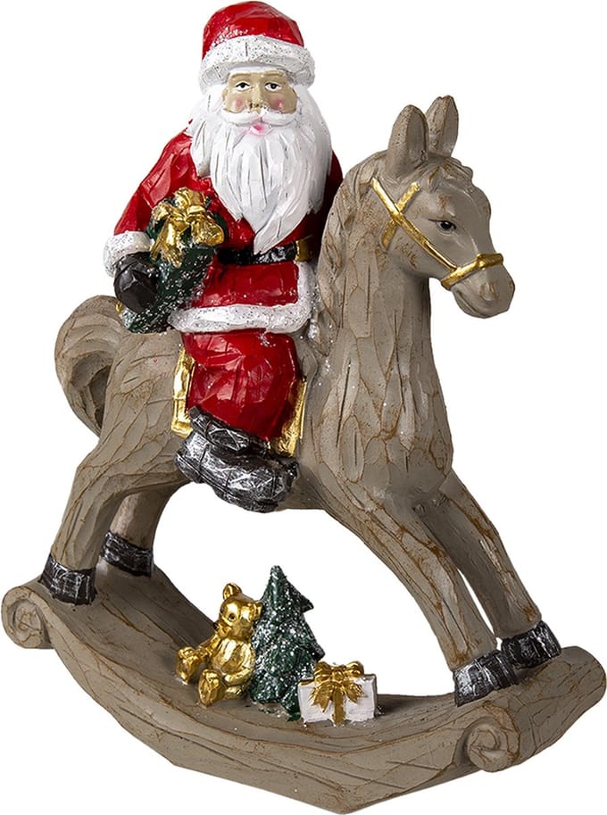 Clayre & Eef Beeld Kerstman 25x11x30 cm Bruin Rood Polyresin Woonaccessoires