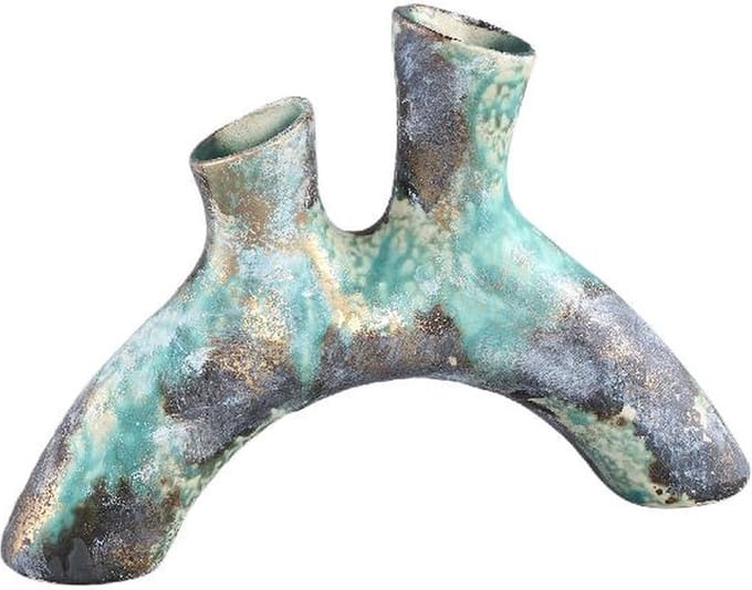 PTMD Bloempot Ayaz - 29x6x20 cm - Keramiek - Turquoise