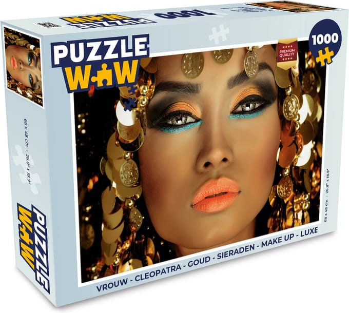 Puzzel Vrouw - Cleopatra - Goud - Sieraden - Make up - Luxe - Legpuzzel - Puzzel 1000 stukjes volwassenen