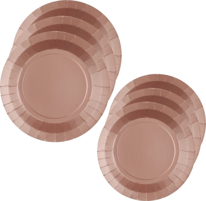 Santex Feest/verjaardag borden set - 20x stuks - rose goud - 17 cm en 22 cm