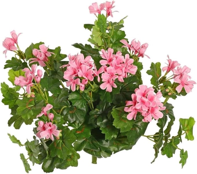 Kunst geranium - Nep bloem - Woonkamer decoratie - Met steekstok - 40 cm - Lichtroze