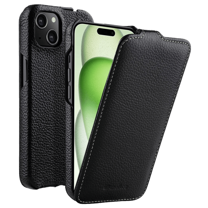 Melkco Apple iPhone 15 Plus Leather Flip Case Zwart