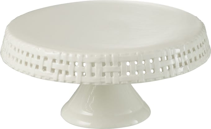 J-Line Cake bord - taartplateau - keramiek - wit - medium - woonaccessoires