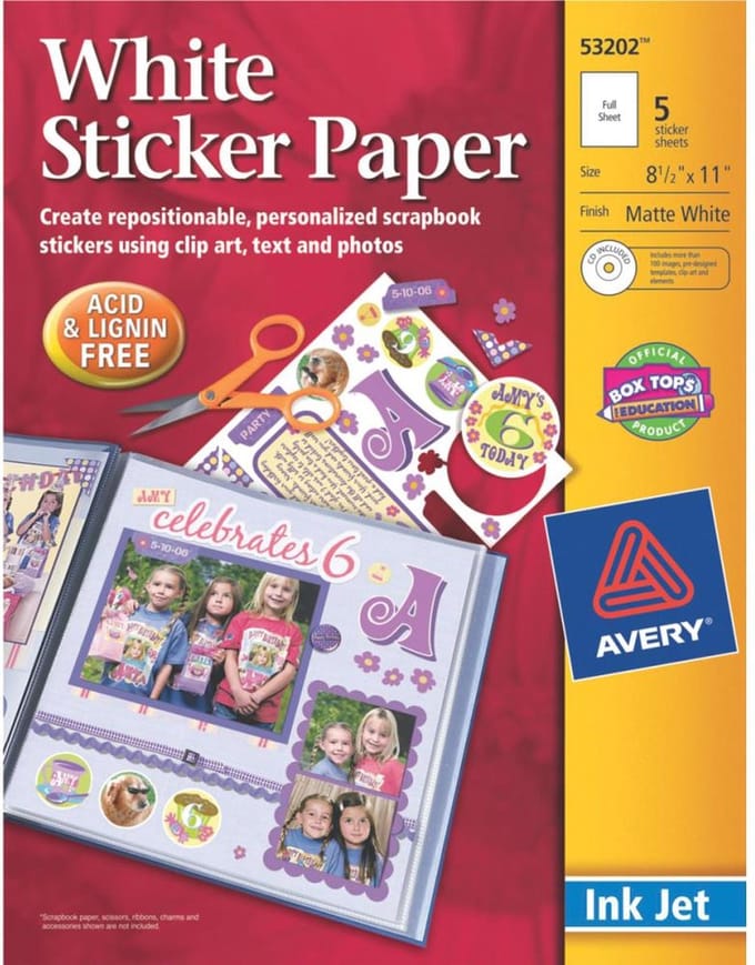 Avery afdrukbare sticker projectpapier