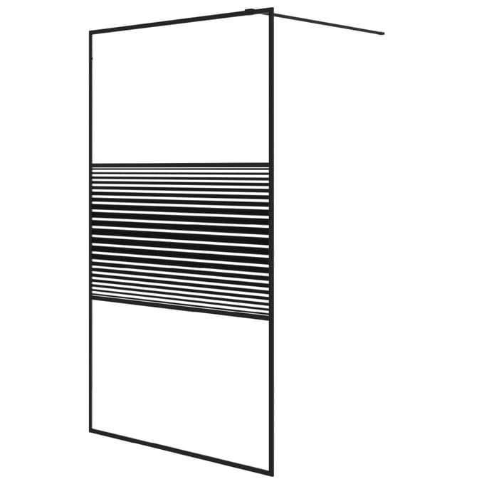 vidaXL - Inloopdouchewand - 115x195 - cm - transparant - ESG-glas - zwart