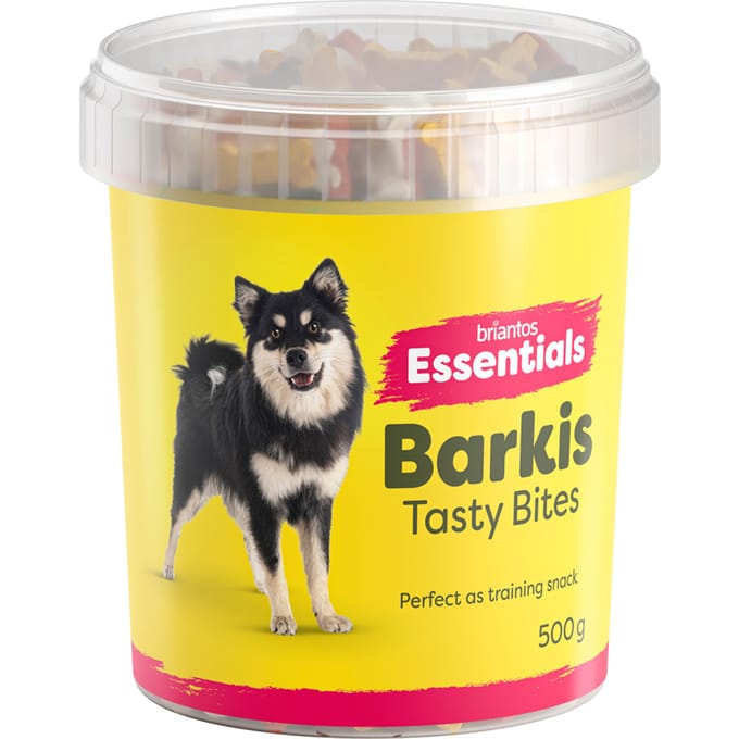 Sparpaket: 3x500g Briantos Essentials Barkis in Aufbewahrungsbox Trainingssnack für Hunde