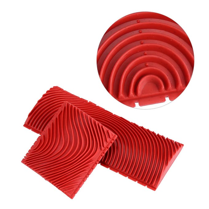 2 Stuks Houtnerf Rubber Muur Borstel Schildergereedschap Textuur Patroon Sponsgereedschap Rood rood