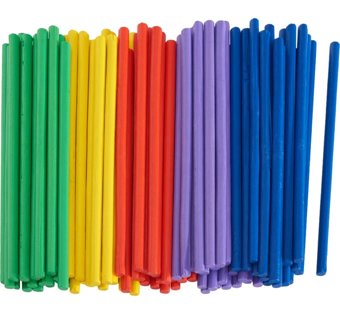 VBS XXL Bamboestokjes "Gekleurde" - 100 stuks, L 8 cm, Ø 0,35 cm