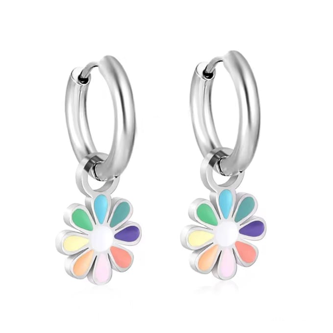 Oorbellen meisje bloem - hoops - daisy