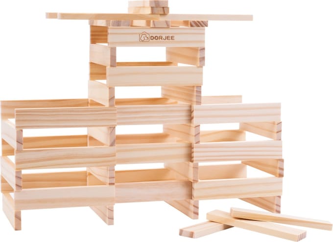 Planchettes de construction en bois - Dorjee - DT26012 - A partir de 3 ans - Couleurs vives schoon