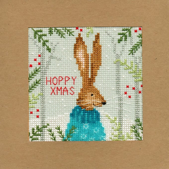 Borduurpakket wenskaart kerst haas - Bothy Threads bt-xmas10