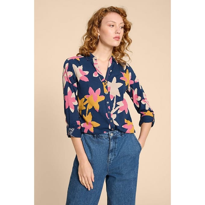 White Stuff Annie Jersey Shirt Navy Print Taglia: 6 | Magliette intime Outlet | Donna | Blu