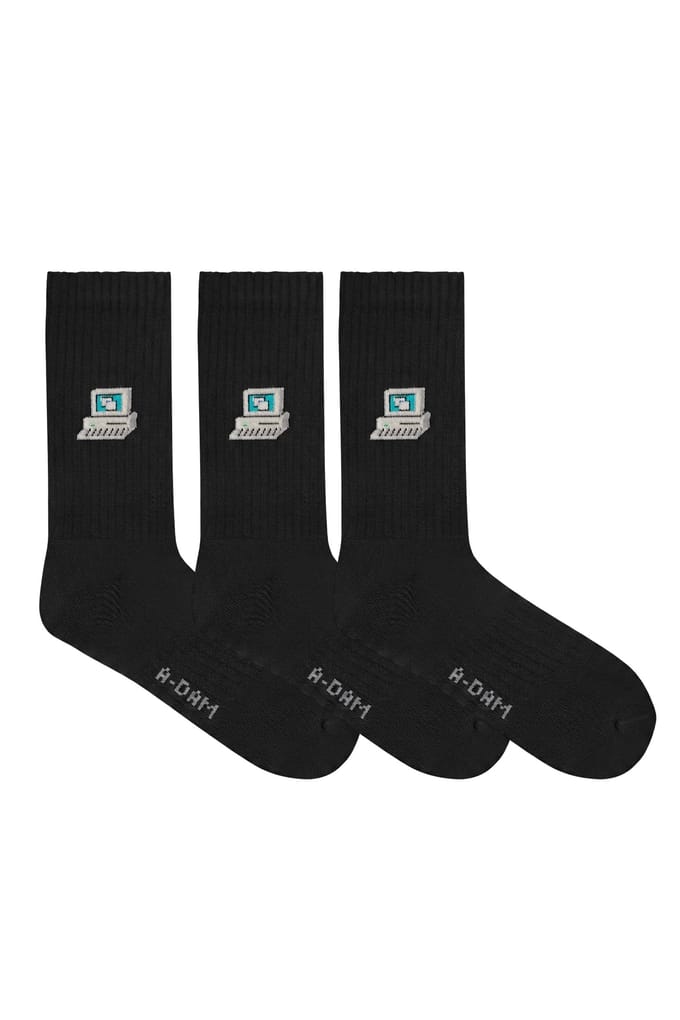 A-DAM  3-pack Crew Socks Black Computer Black Größe: 36-40 | Sportsocken Outlet | Unisex | Schwarz