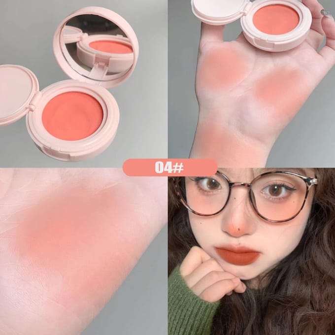 Monochroom blauwe blusher schaduwcrème wangblush natuurlijke multifunctionele oogschaduwrouge met kussendons