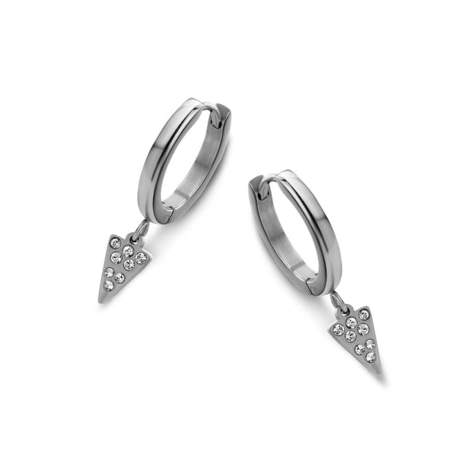 CO88 Collection Sparkle 8CE-70114 Stalen Oorringen - Driehoek 8 x 5 mm - Zilverkleurig