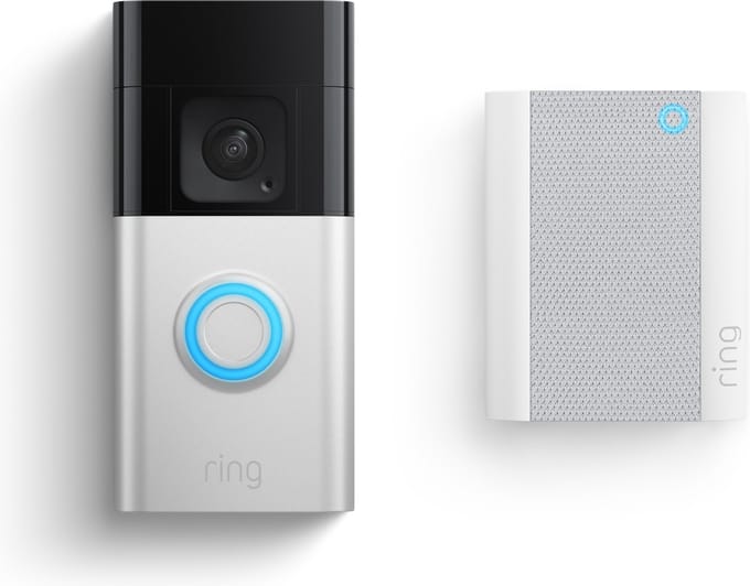 ring Video Doorbell + Chime (2nd Gen) Complete set voor Video-deurintercom via WiFi WiFi Nikkel (mat), Zwart
