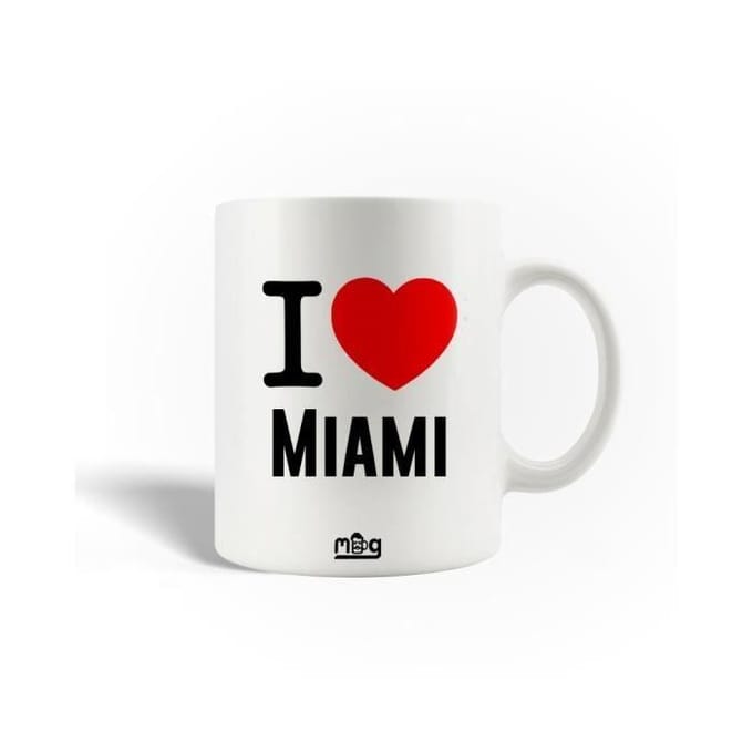 Mug - I Love Miami - Céramique - Blanc - 30cl - Compatible lave-vaisselle