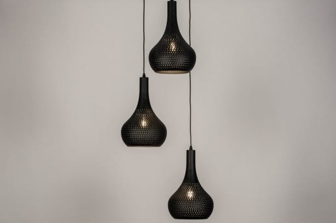 Lumidora Hanglamp 73662 - BELLA - 3 Lichts - E27 - Zwart - Metaal - ⌀ 52 cm
