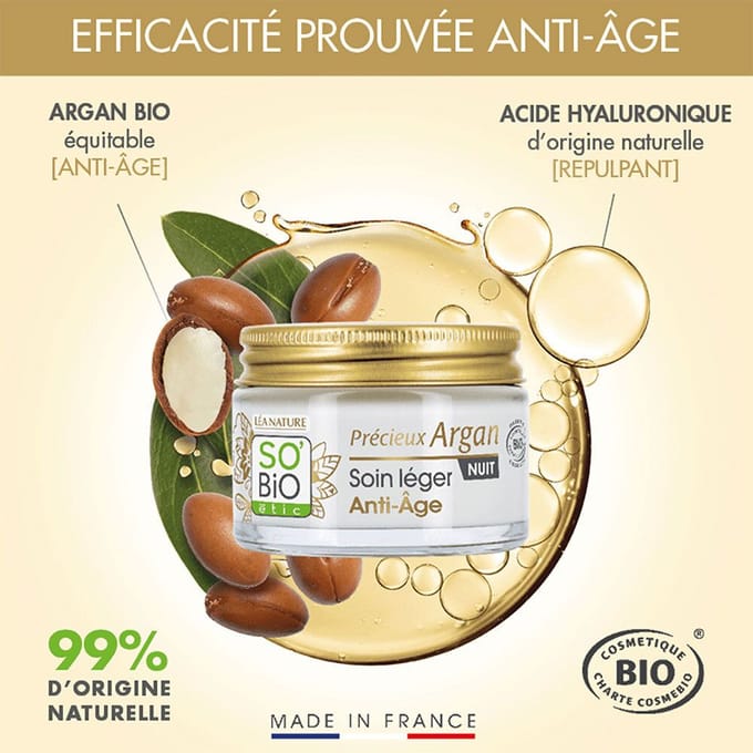 SO BIO ETIC Précieux Argan Licht Anti-Ageing Nachtcrème 50 Crème