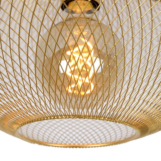 Lucide MESH - Plafonnière (Plafondlamp) - Ø 45 cm - 1xE27 - Mat Goud / Messing