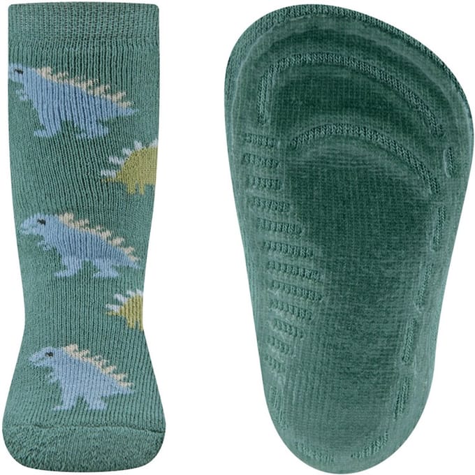 Antislipsokken Ewers Kindermaat - Groen met Dinosaurussen Blauw&Groen - Siliconenzool-