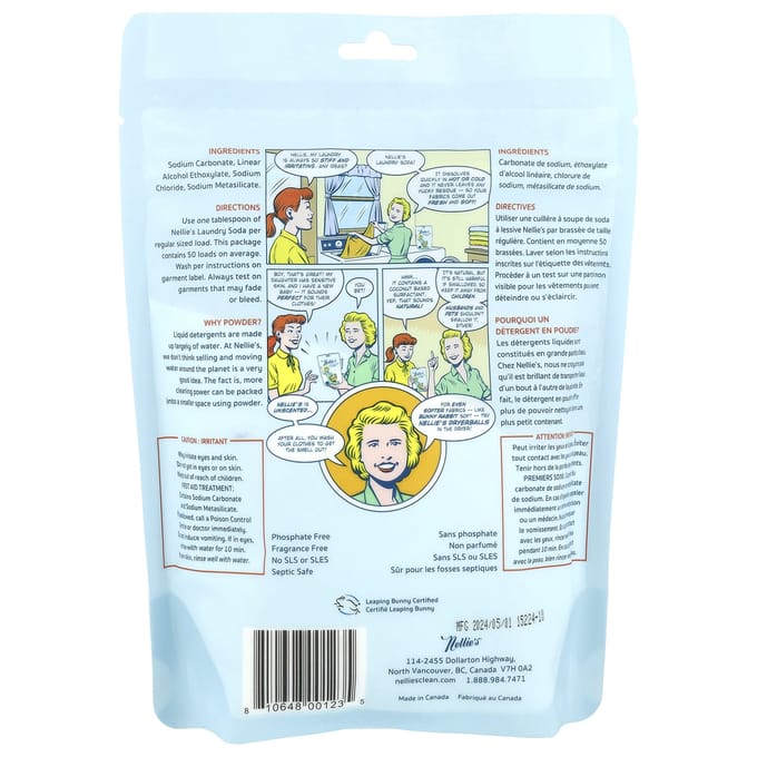 Nellie'S, Wasmiddel, Geurvrij, 50 Wasbeurten, 726G (1.6 pond) white