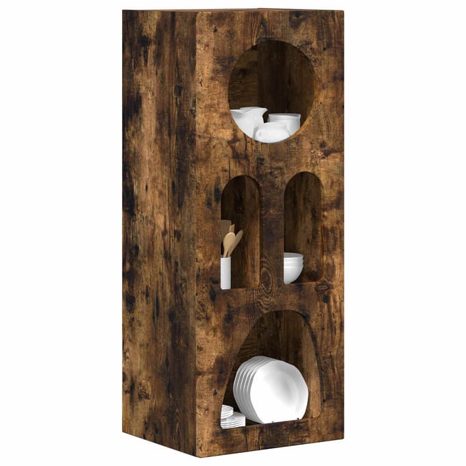 vidaXL - Dressoir - ELST - Rook - Eiken - 40 - x - 35 - x - 100.5 - cm - Bewerkt - hout