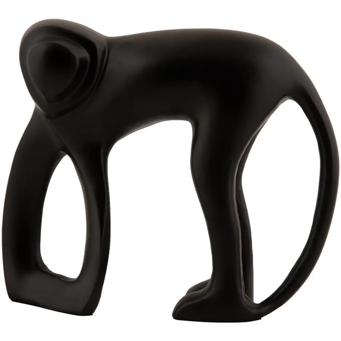 Present Time Ornament Monkey - Zwart - 17x5x15cm - Scandinavisch - Aluminium