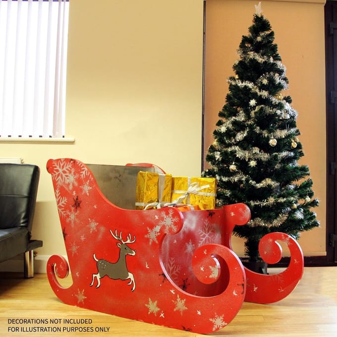 Decoratieve kerst slee - mdf - onbewerkt - 120x60x75 cm - max 50kg